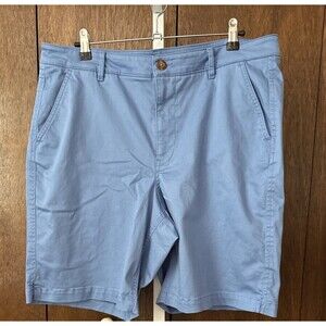 LL Bean Womens 16 Blue Organic Cotton Blend Stretch Favorite Fit Bermuda Shorts